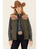 Hooey Women's Green Serape Yoke Button Vest, Green, hi-res