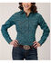 Image #1 - Roper Women's Paisley Print Long Sleeve Pearl Snap Western Shirt, Teal, hi-res