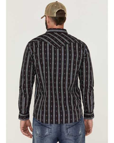 Moonshine Spirit Men's Otoe Stripe Long Sleeve Snap Western Shirt , Navy, hi-res