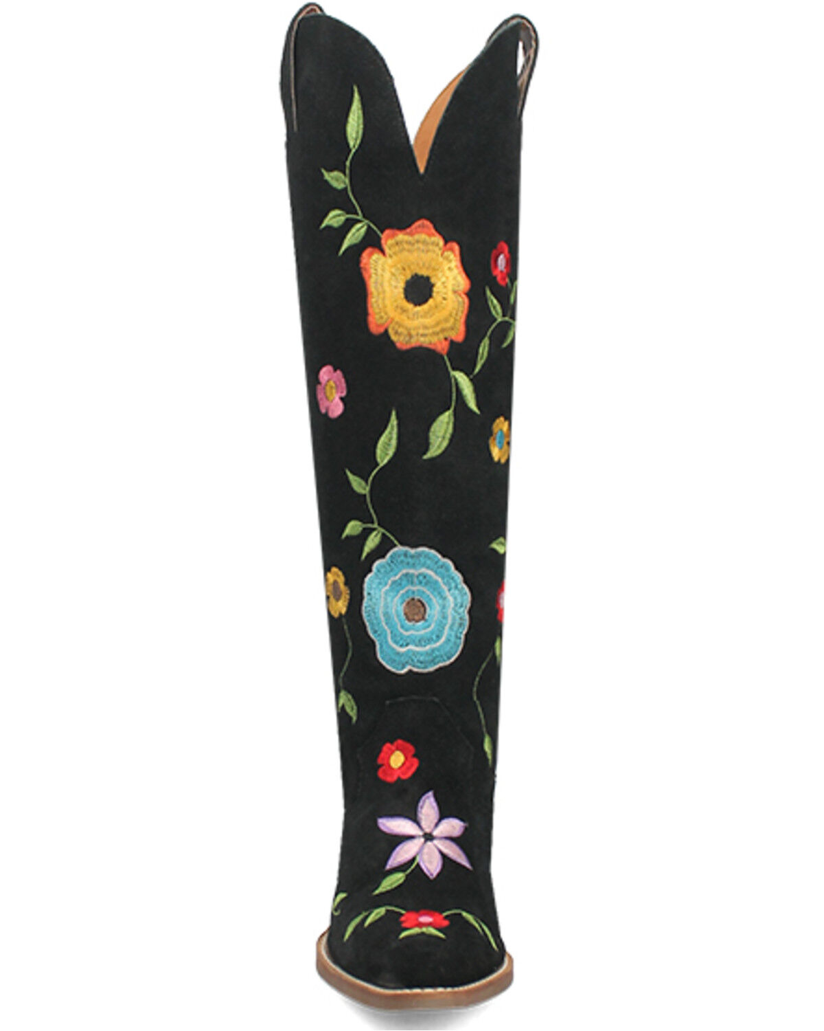 Image #4 - Dingo Women's Flower Power Suede Tall Western Boots - Snip Toe, Black, hi-res
