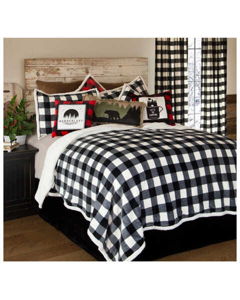 Image #1 - Carstens Black & White Queen Lumberjack Plaid Bedding Set, White, hi-res