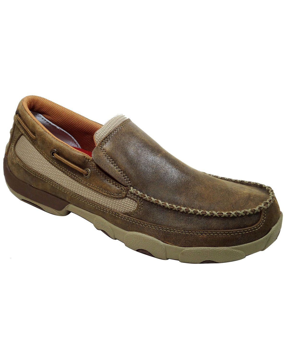 Image #1 - Twisted X Driving Slip-On Moccasin Shoes - Moc Toe, Brown, hi-res