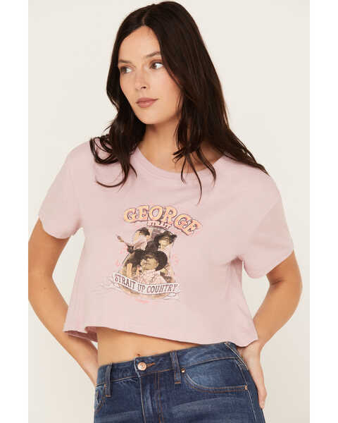 Image #2 - George Strait by Wrangler Women's Strait Up Country Short Sleeve Graphic Cropped Tee, Blush, hi-res
