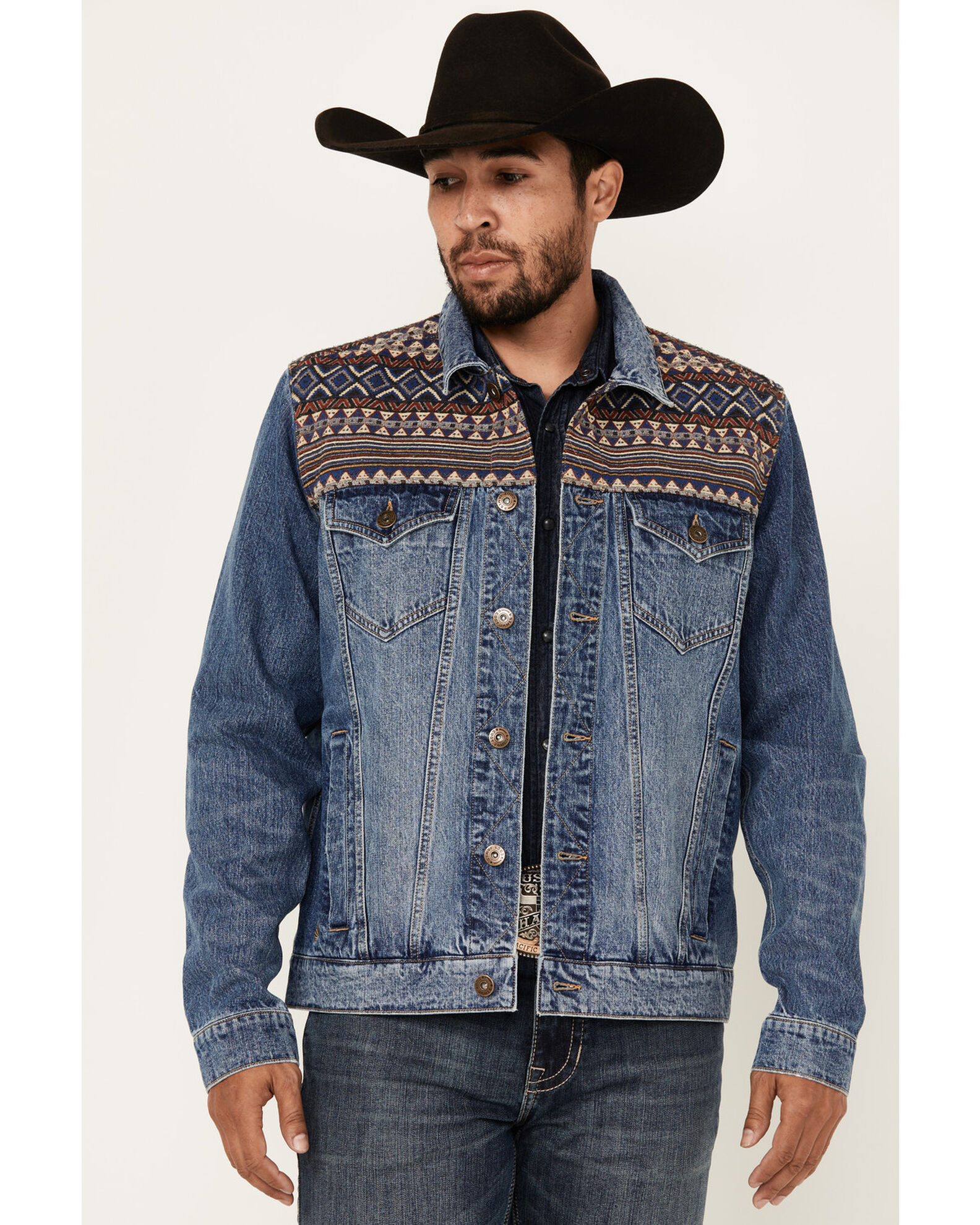 Stretch denim jacket mens on sale