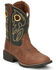 Justin Boys' Bowline Junior Western Boots - Broad Square Toe, Green/brown, hi-res