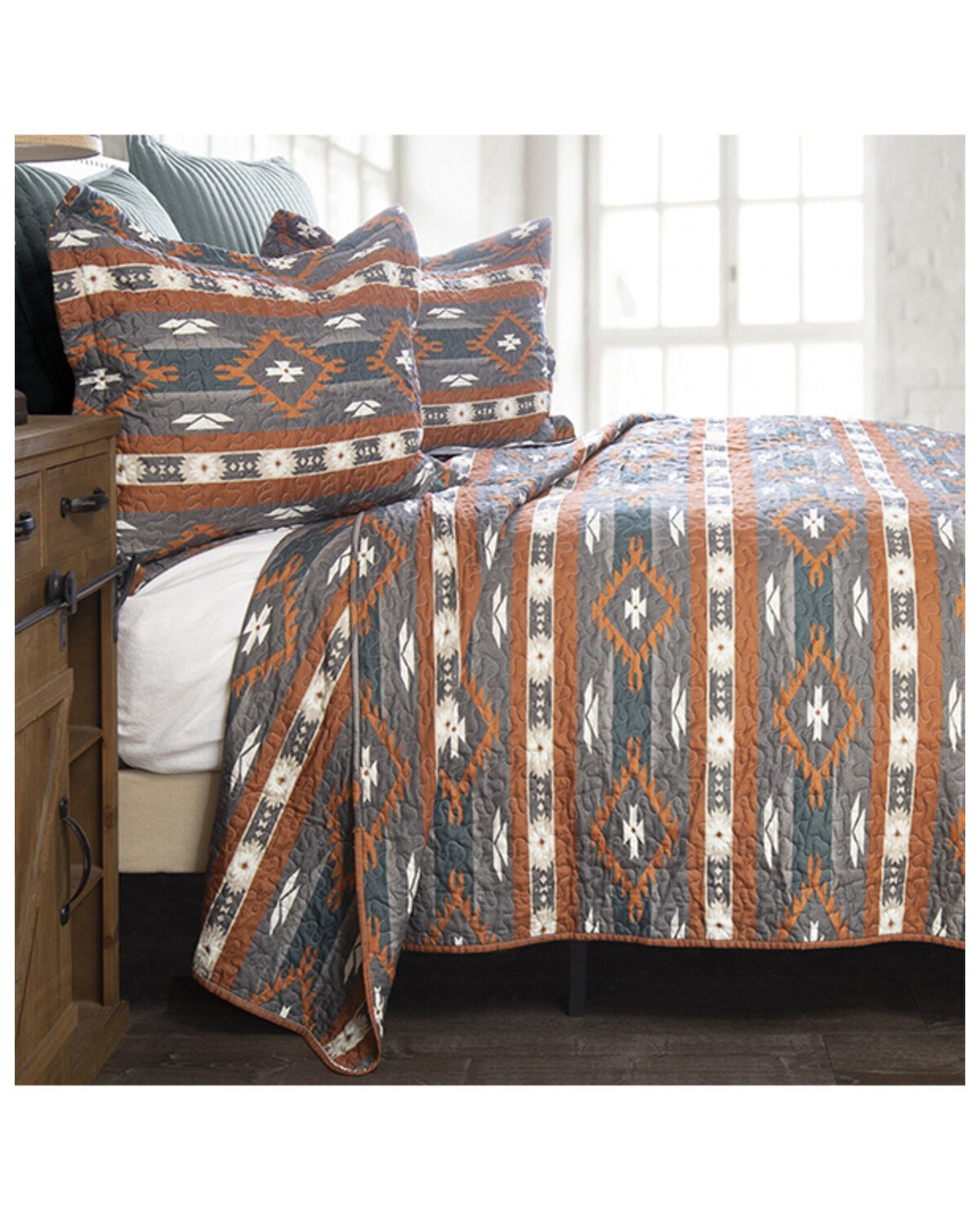 Image #1 - Carstens Home Wrangler Checotah Queen Quilt Set - 3 Piece, Multi, hi-res