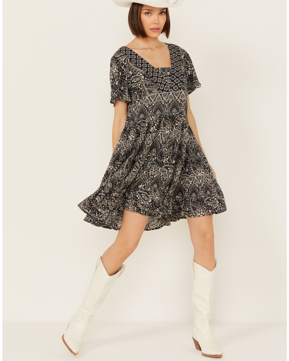 Image #1 - Bila Women's Toluca Short Sleeve Mini Dress, Navy, hi-res