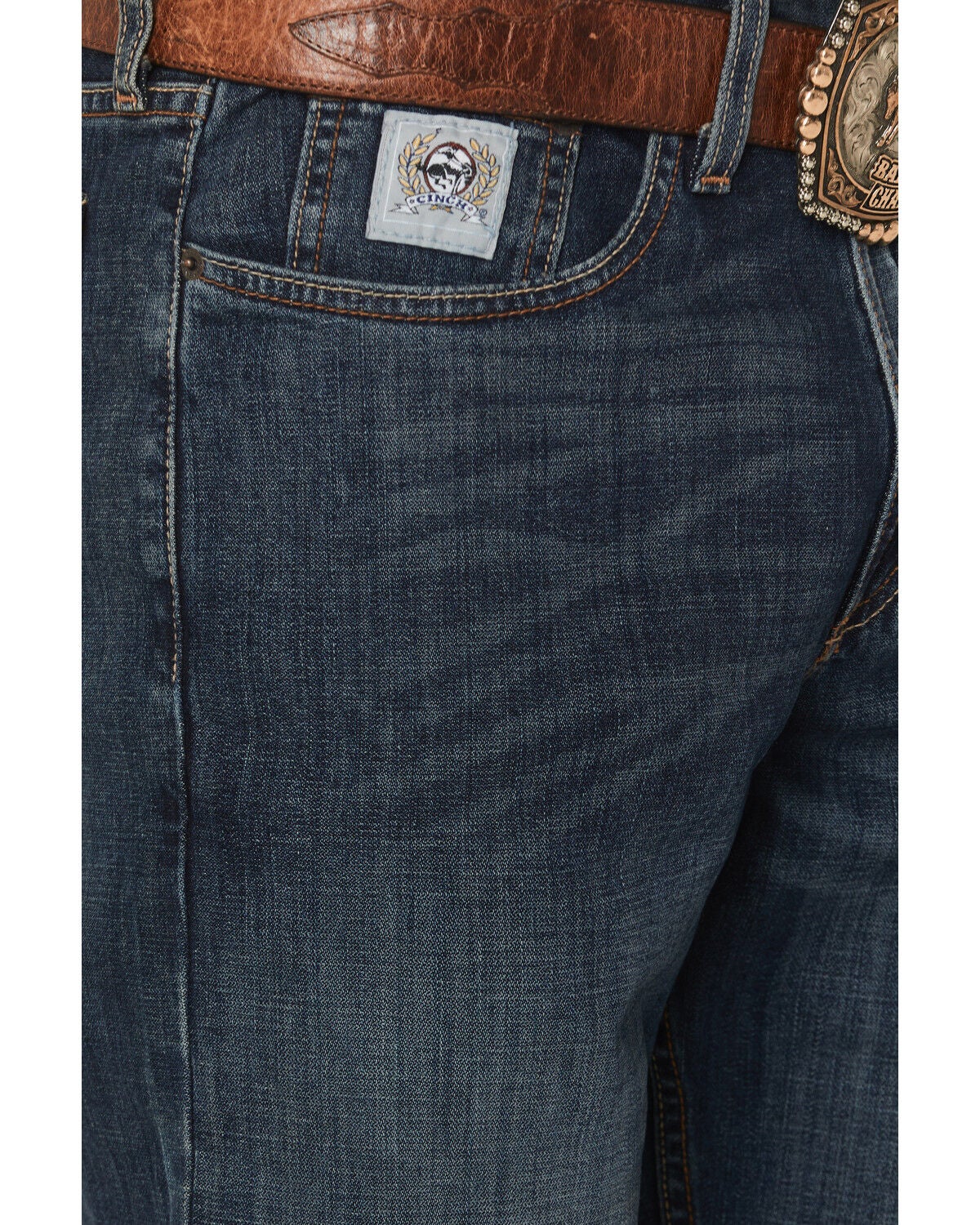 Image #2 - Cinch Men's Silver Label Dark Wash Mid Rise Slim Straight Performance Jeans, Dark Stone, hi-res
