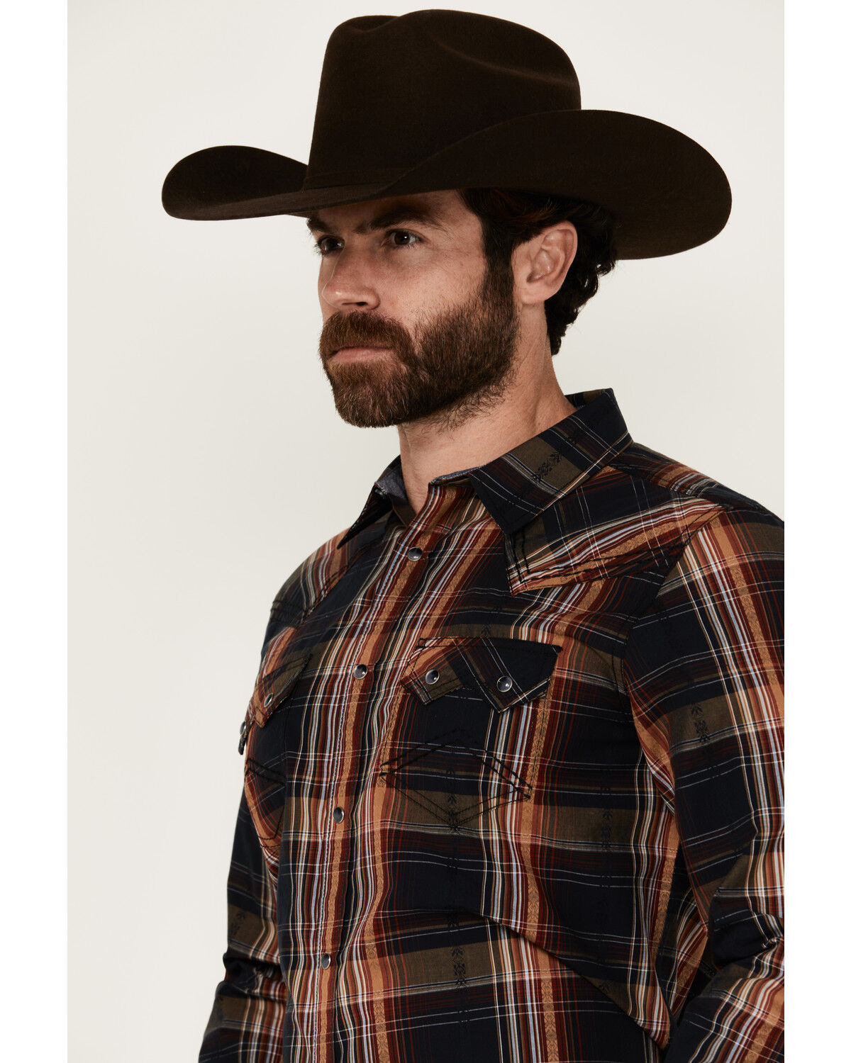 Image #2 - Cody James Men's Trouble Plaid Print Long Sleeve Snap Western Shirt - Big, Navy, hi-res