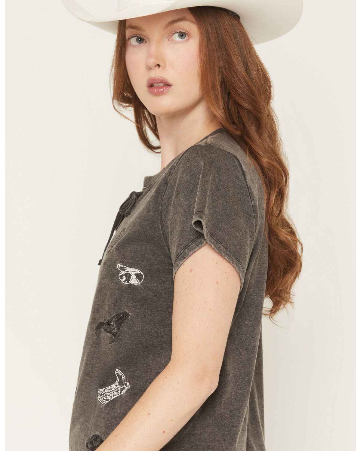 Image #2 - Blended Women's Icon Embroidered Short Sleeve Tee, Black, hi-res