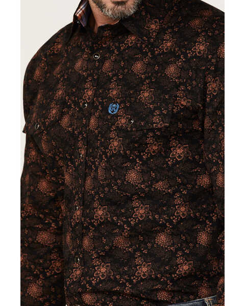 Image #3 - Panhandle Select Men's Floral Print Long Sleeve Snap Western Shirt, Rust Copper, hi-res