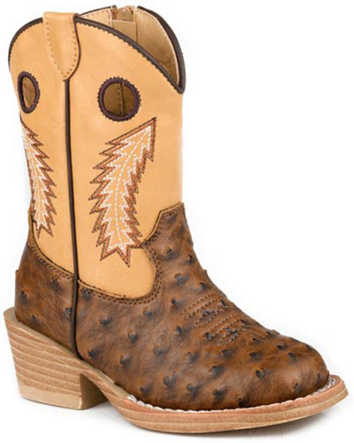 Roper Toddler Boys' Walker Bumps Western Boots - Broad Square Toe, Brown, hi-res