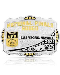 Montana Silversmiths Men's NFR 2021 Squared Belt Buckle, Silver, hi-res