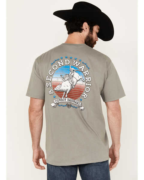 Image #4 - Cowboy Hardware Men's 8 Second Warrior Bull Rider Short Sleeve Graphic T-Shirt, Grey, hi-res