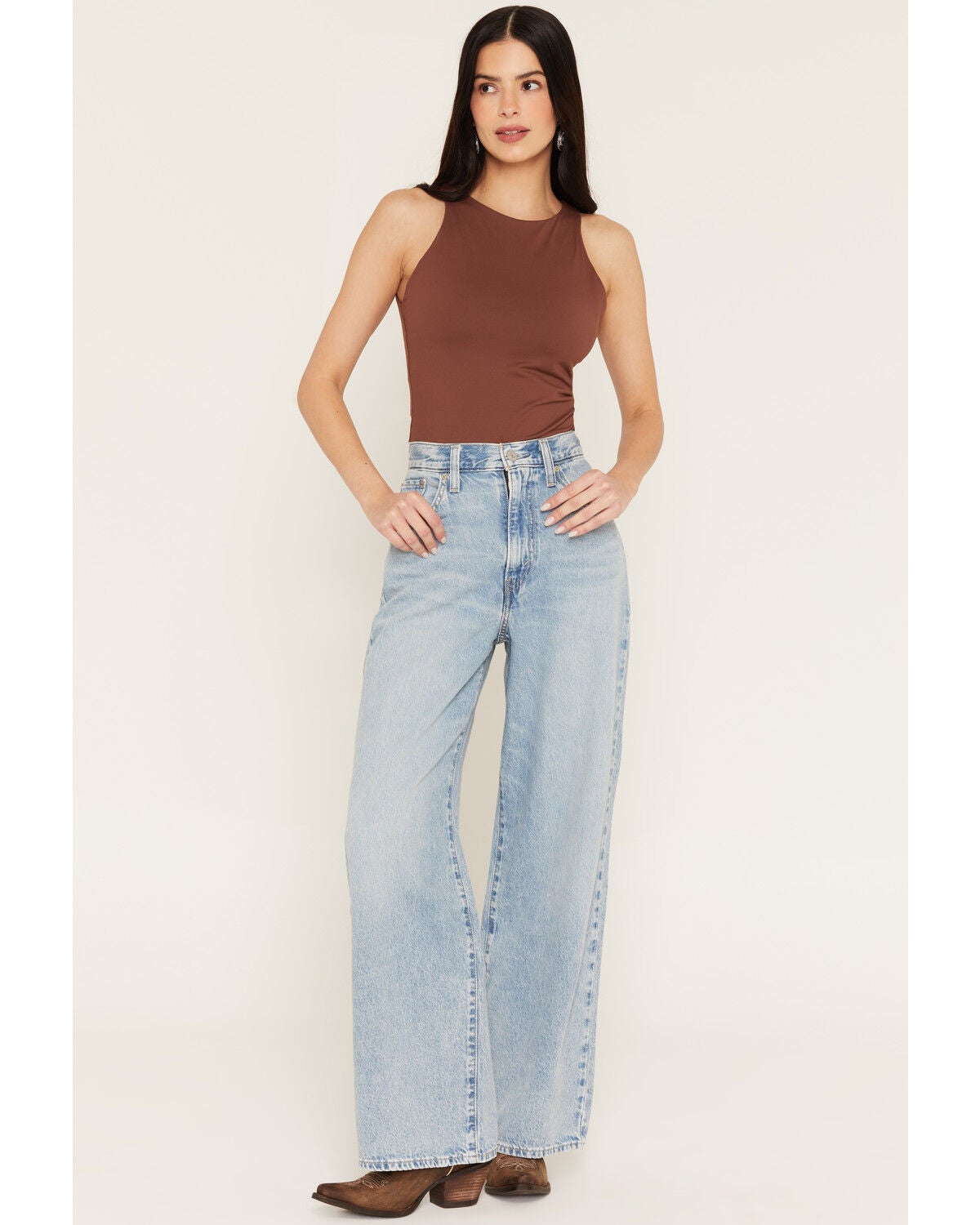 Image #1 - Levi's Women's Invested Indigo Light Wash Cinch Baggy Denim Jeans, Light Wash, hi-res