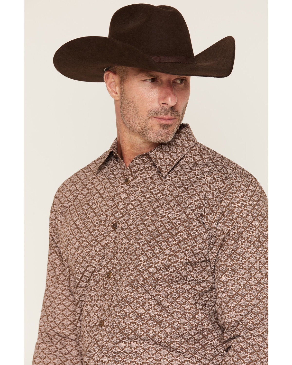 Image #2 - Gibson Trading Co Men's Gypsy Den Medallion Print Long Sleeve Button-Down Western Shirt, Chocolate, hi-res