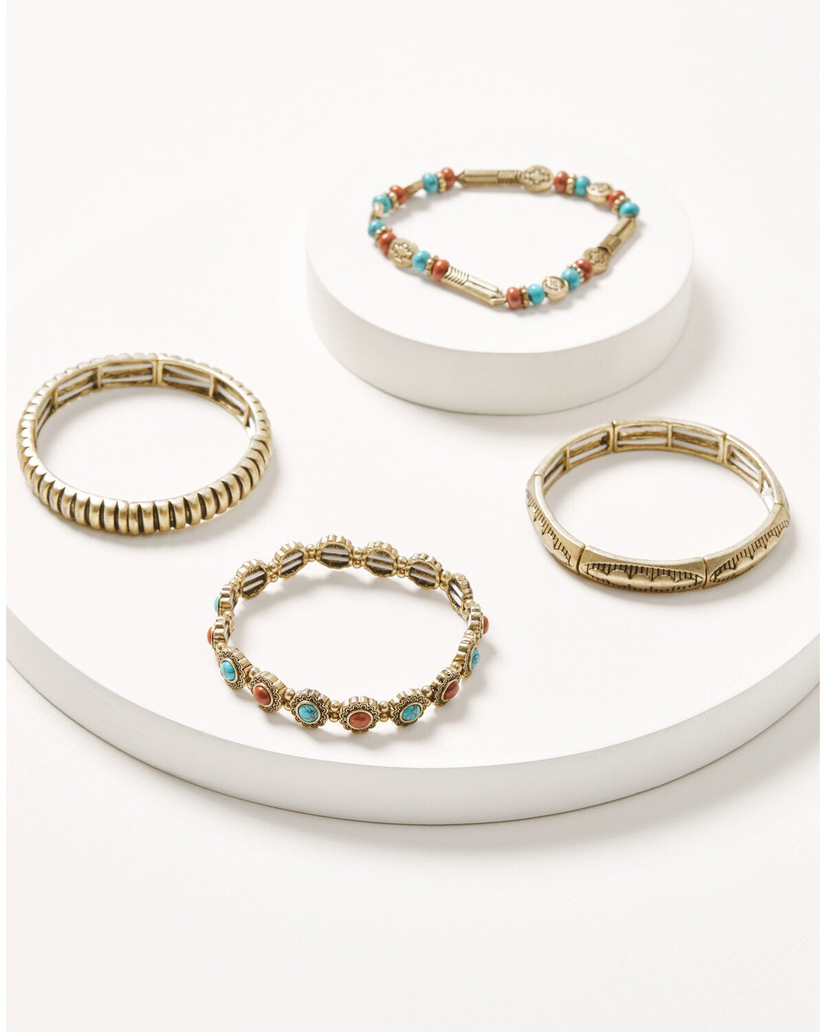Shyanne Women's Golden Skyland Multi Stone Stretch Bracelet Set - 4 Piece, Gold, hi-res