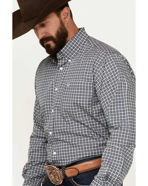 Image #2 - Cinch Men's Geo Print Long Sleeve Button-Down Western Shirt, Navy, hi-res