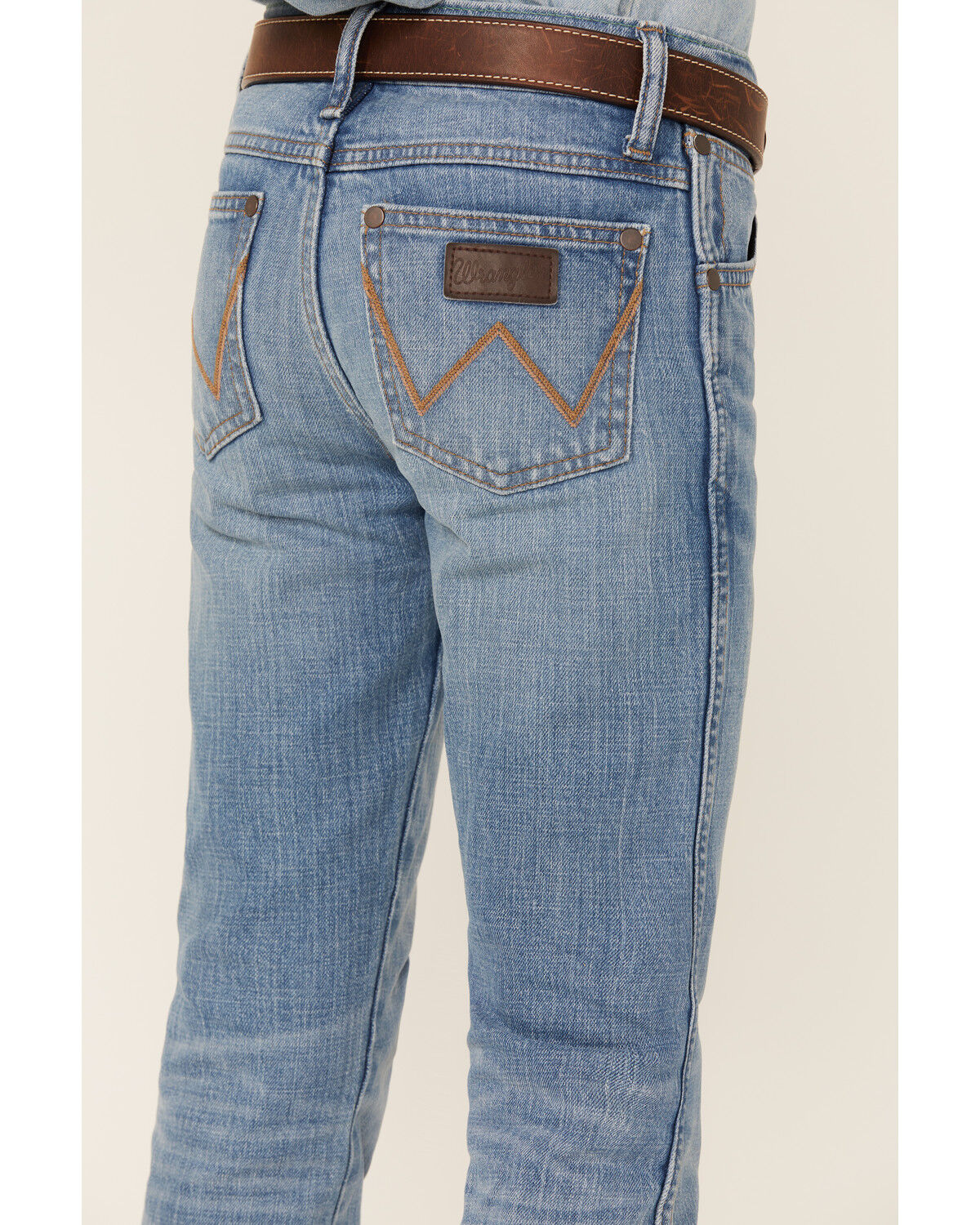 Image #4 - Wrangler Retro Boys' Applewood Medium Wash Slim Straight Stretch Denim Jeans, Medium Wash, hi-res