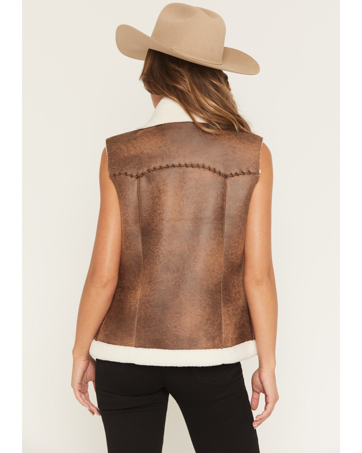 Image #4 - Cripple Creek Women's Shearling Faux Suede Vest, Brown, hi-res