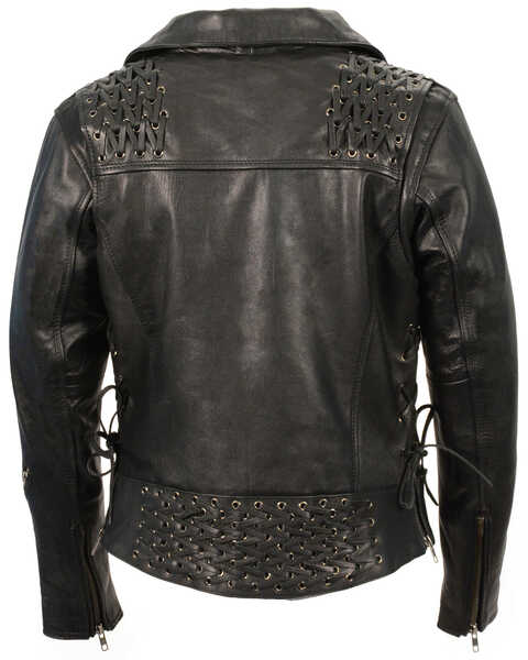 Image #2 - Milwaukee Leather Women's Lightweight Lace To Lace Motorcycle Leather Jacket - 3X, Black, hi-res