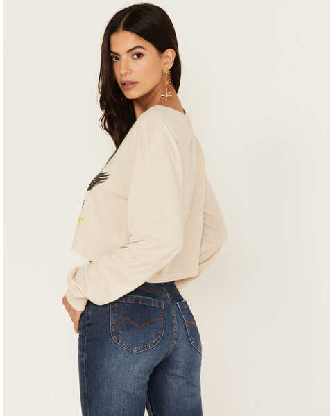 Image #4 - Wrangler Women's Yellowstone We Don't Choose The Way Long Sleeve Cropped Tee, Oatmeal, hi-res