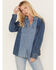 Image #1 - Cleo + Wolf Women's Montana Avenue Two Tone Long Sleeve Denim Snap Shirt, Medium Wash, hi-res