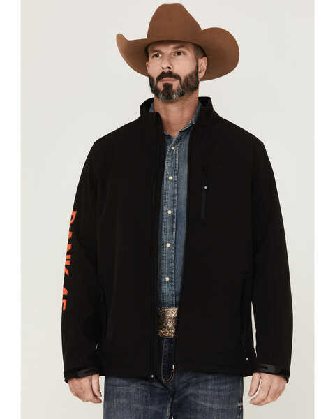 Image #1 - RANK 45® Men's Rodeo Logo Sleeve Zip-Front Softshell Jacket , Black, hi-res