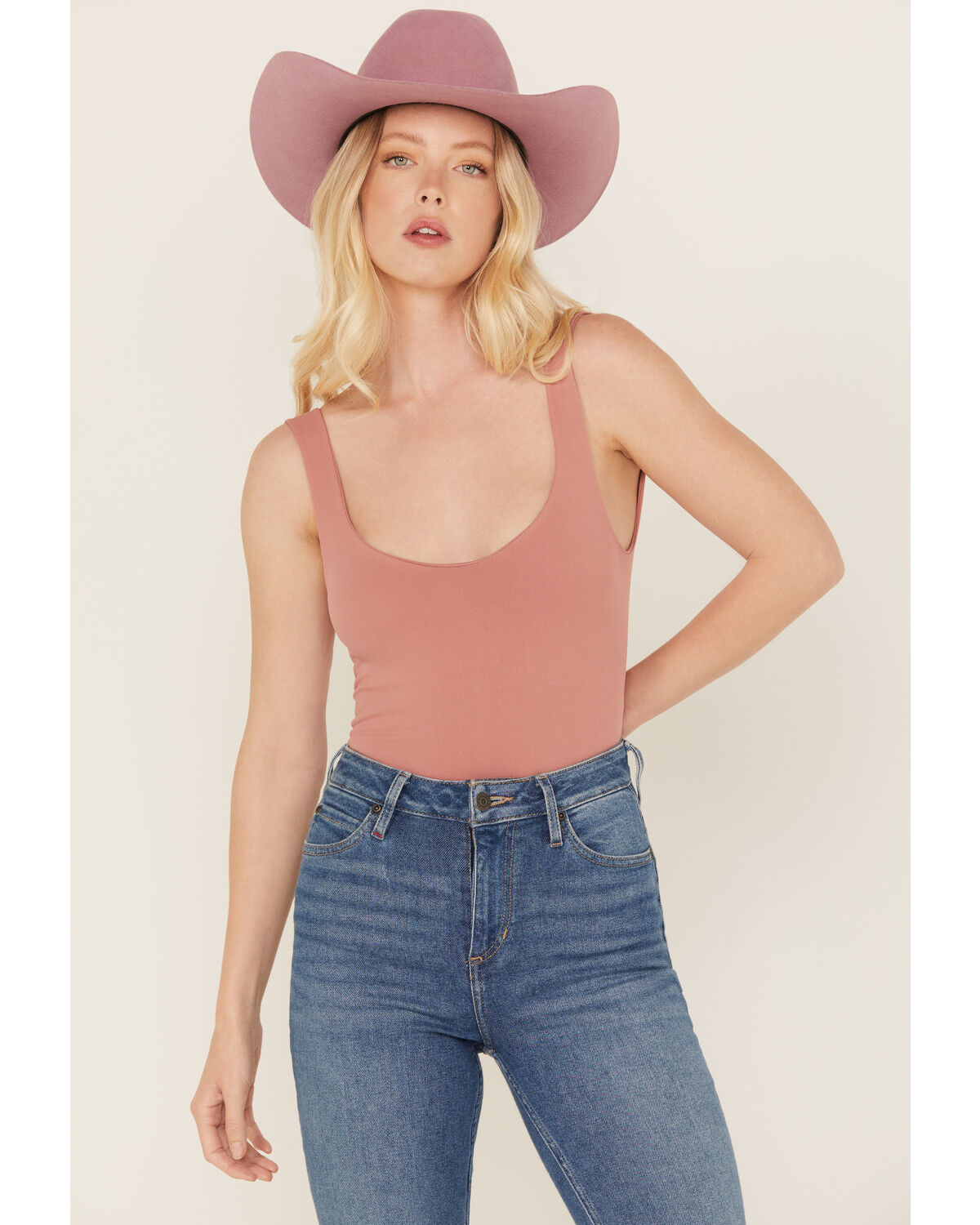 Image #1 - Free People Women's Clean Lines Bodysuit, Wine, hi-res