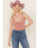 Image #1 - Free People Women's Clean Lines Bodysuit, Wine, hi-res