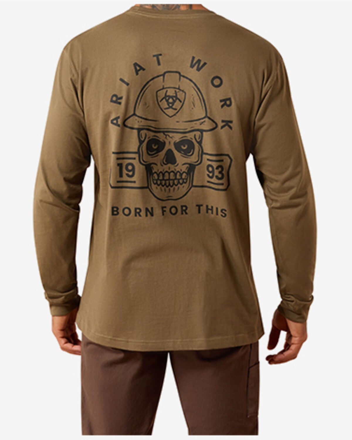 Image #1 - Ariat Men's Cotton Strong &trade; Hardhead Long Sleeve Graphic Work T-Shirt, Green, hi-res