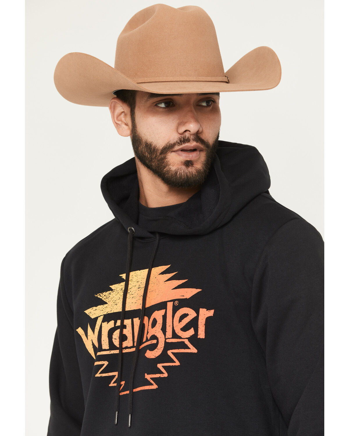 Image #2 - Wrangler Men's Logo Graphic Hooded Sweatshirt, Black, hi-res