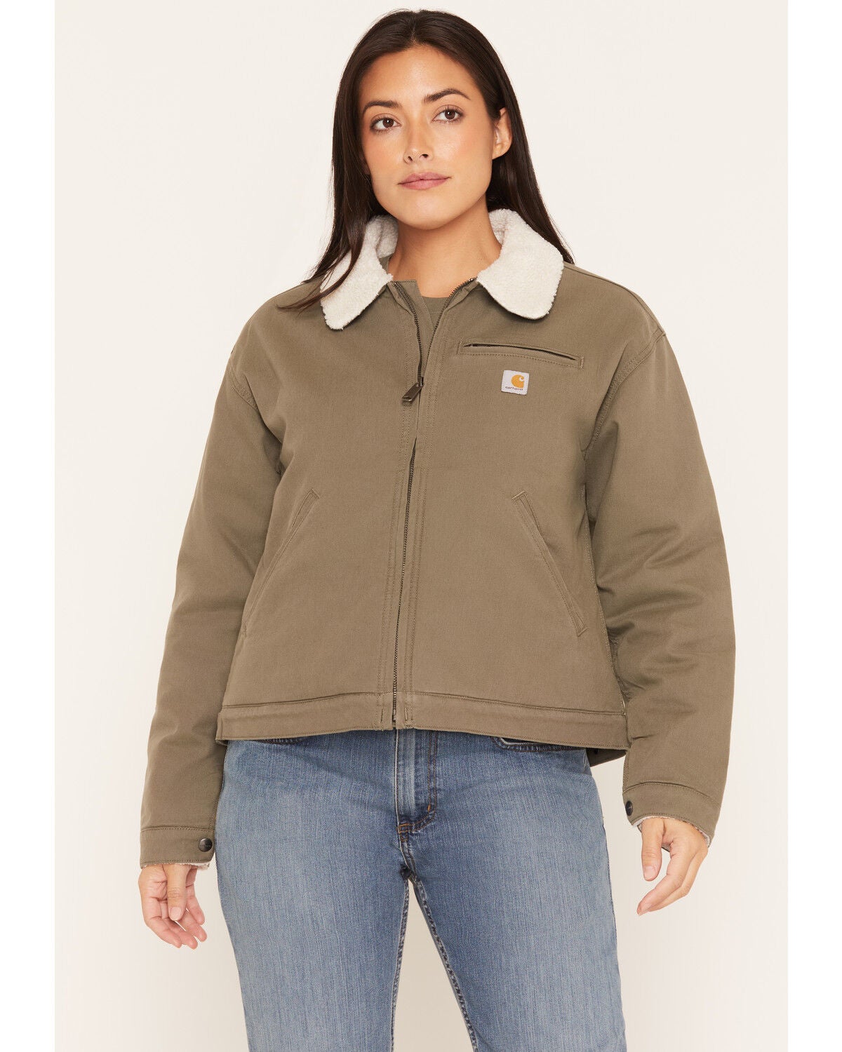 Carhartt Women's Crawford Sherpa Detroit Jacket, Olive, hi-res