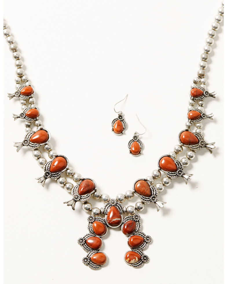 Shyanne Women's Canyon Sunset Squash Blossom Jewelry Set, Silver, hi-res