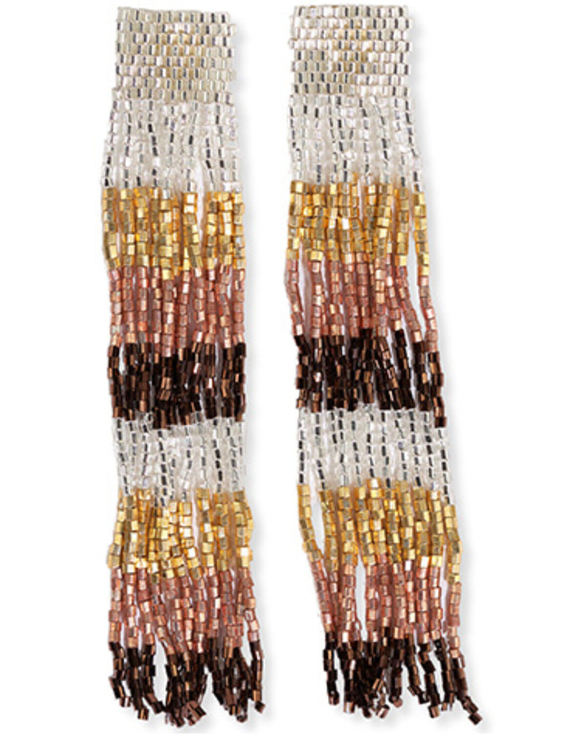 Image #1 - Ink + Alloy Women's Ila Uniform Stripes Mixed Luxe Beaded Fringe Earrings, Multi, hi-res