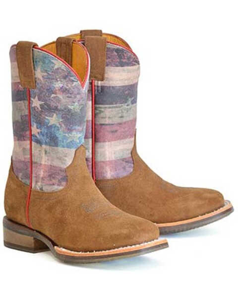 Image #1 - Tin Haul Boys' Patriot Western Boots - Broad Square Toe, Brown, hi-res