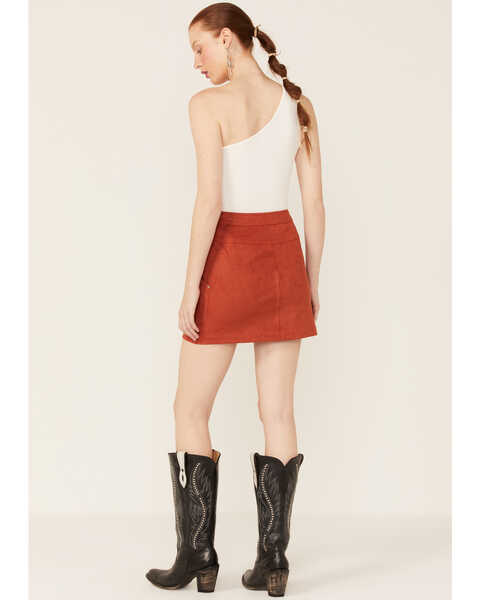 Image #3 - Paper Crane Women's Faux Suede Zipper Front Skirt, Rust Copper, hi-res