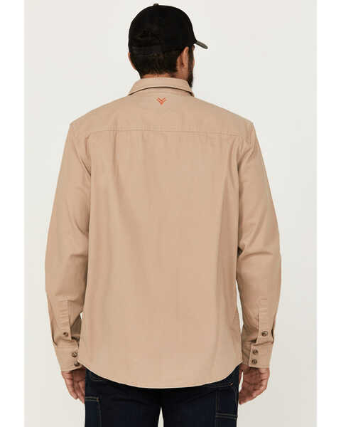 Image #4 - Hawx Men's All Out Woven Solid Long Sleeve Snap Work Shirt - Tall , Khaki, hi-res