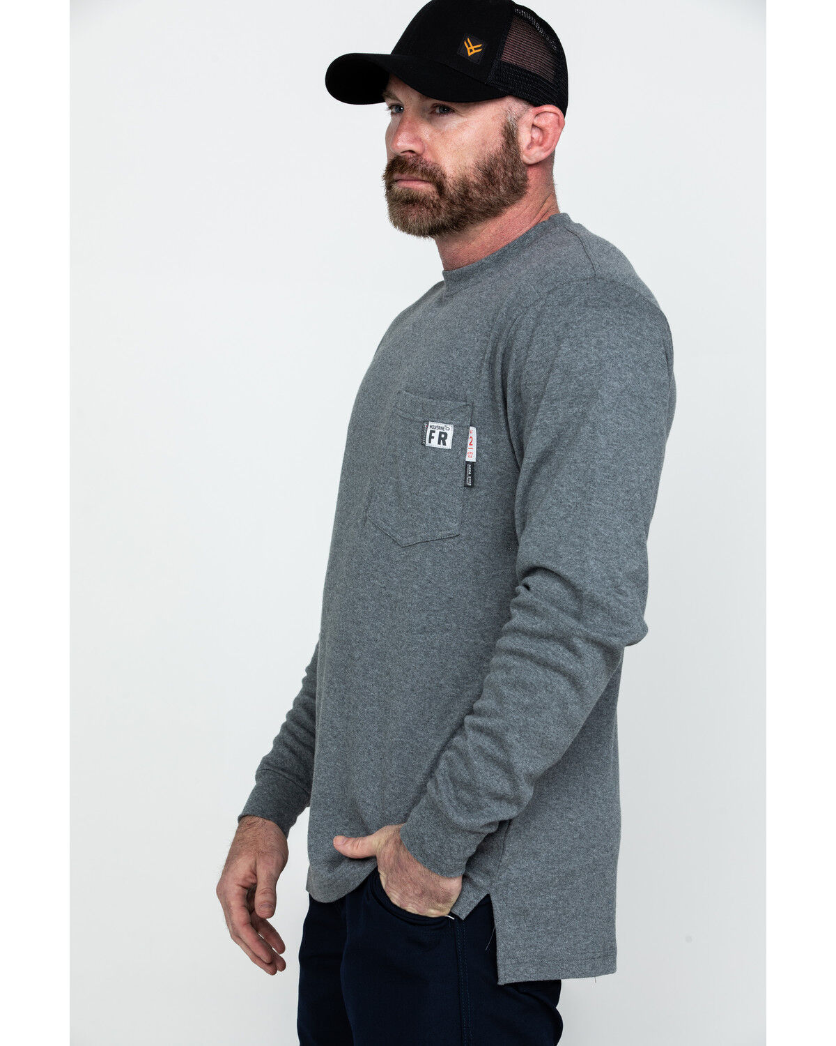 Image #3 - Wolverine Men's FR Sleeve Logo Work T-Shirt, Ash, hi-res