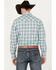 Image #4 - Wrangler Retro Men's Plaid Print Long Sleeve Snap Western Shirt, Teal, hi-res