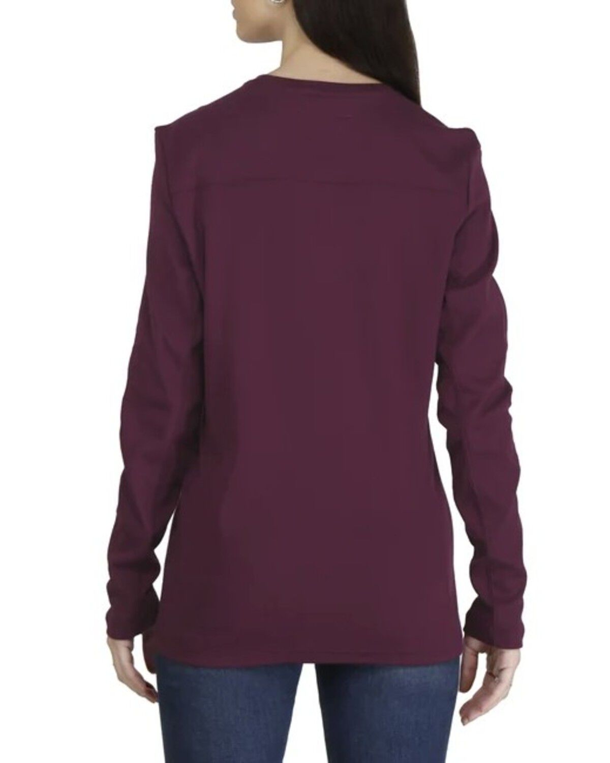 Image #2 - Forge Workwear Women's FR Crew Neck Long Sleeve Work Tee, Burgundy, hi-res