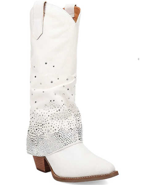 Image #1 - Dingo Women's Eye Candy Denim Western Boots - Pointed Toe , White, hi-res