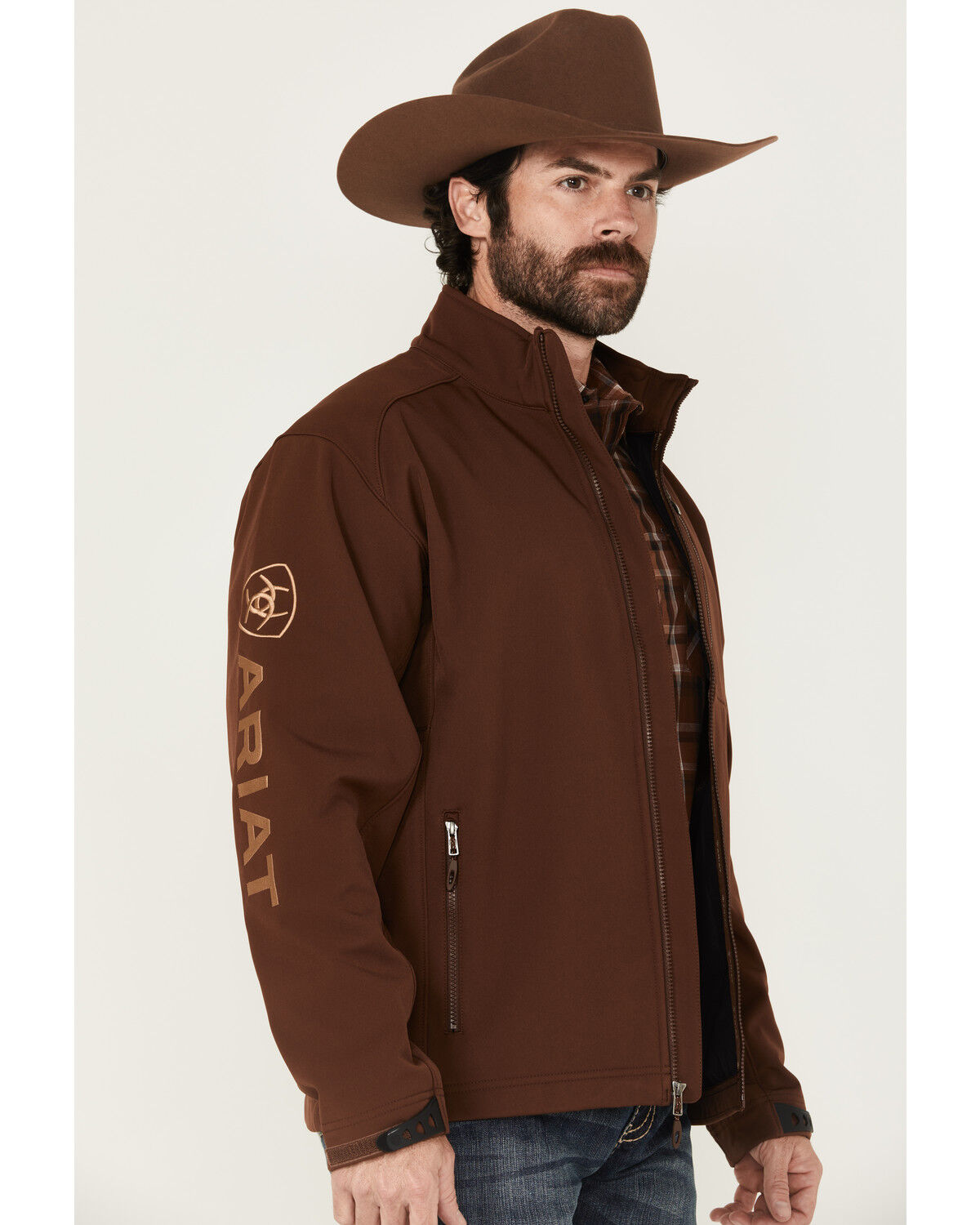 Image #2 - Ariat Men's Logo 2.0 Softshell Jacket, Brown, hi-res