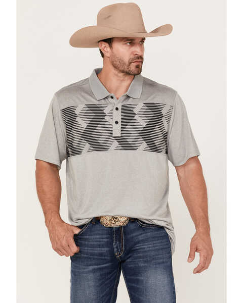 RANK 45® Men's Sunfisher Chest Stripe Short Sleeve Polo Shirt , Grey