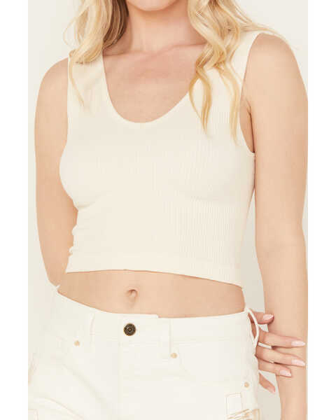 Image #3 - By Together Women's Seamless V Neck Tank Top, Cream, hi-res