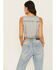 Image #4 - Blue B Women's Rhinestone Button-Down Vest, Light Wash, hi-res