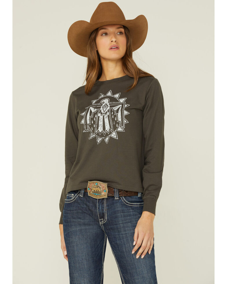 Shyanne Women Ash Let There Be Cowgirls Southwestern Graphic Sweatshirt, Ash, hi-res