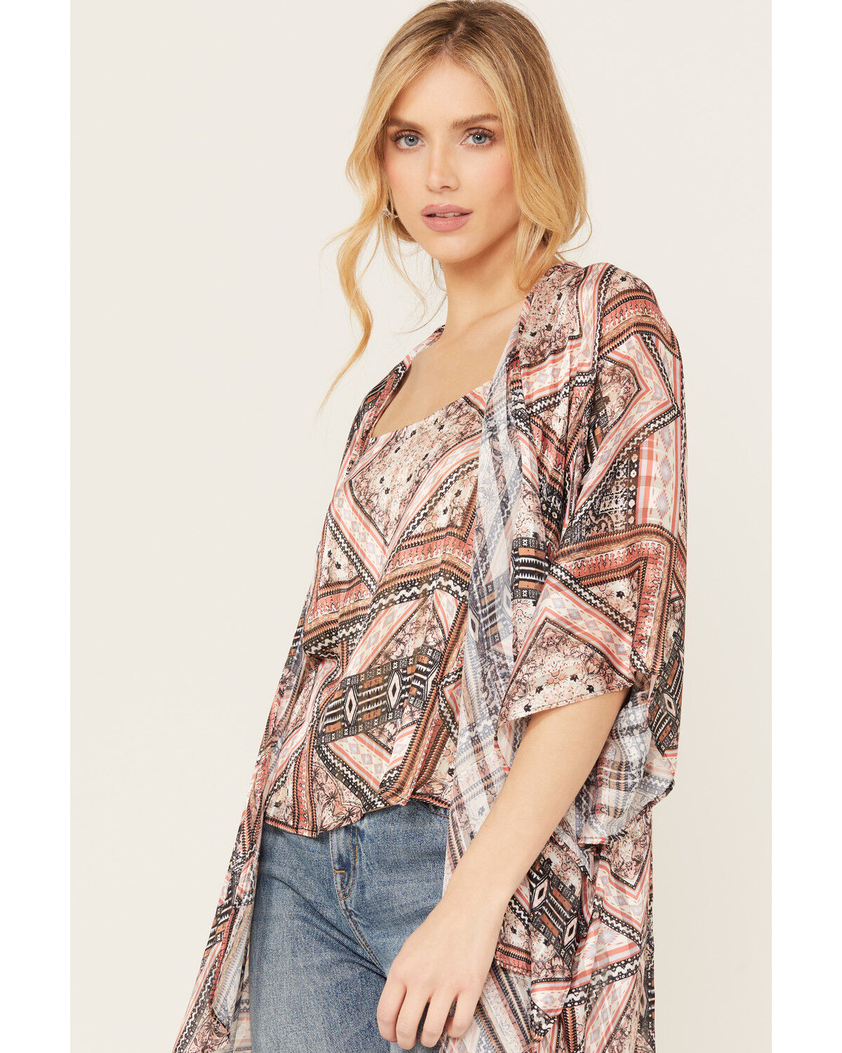 Image #2 - Shyanne Women's Pec Printed Bohemian Cami / Kimono Set, Pecan, hi-res