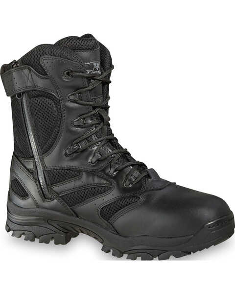 Image #1 - Thorogood Men's Deuce 8" Waterproof Side Zip Work Boots, Black, hi-res
