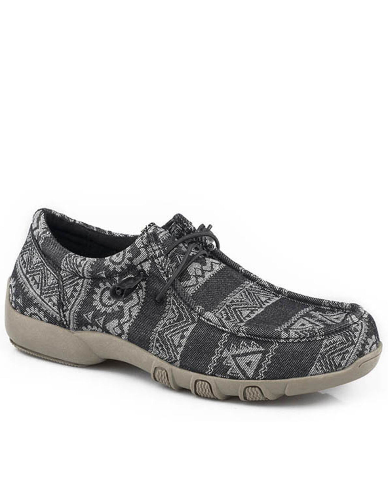Image #1 - Roper Women's Chillin' Southwestern Casual Shoes - Moc Toe, Black, hi-res